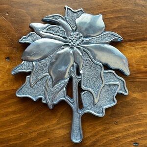 Teleflora Aluminum Poinsettia Trivet Plate 1984